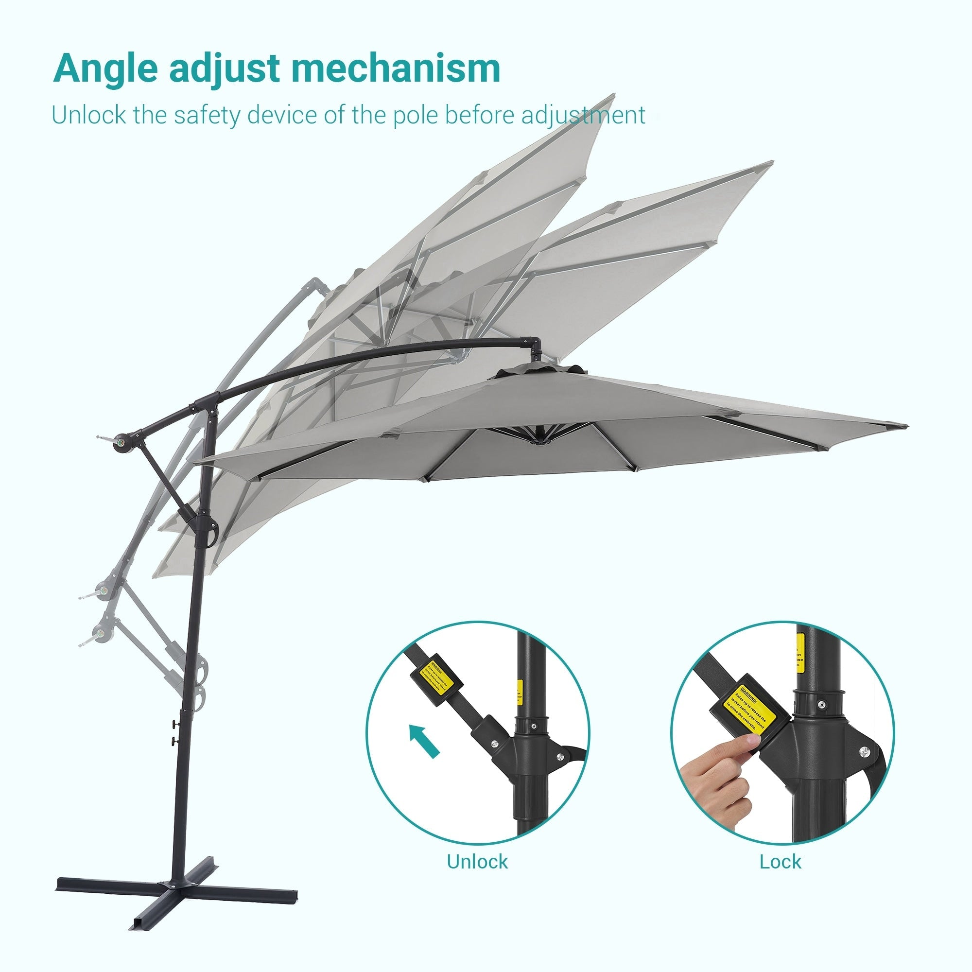 Parasol de patio décalé BONOSUKI de 10 pieds, parasol suspendu d'extérieur
