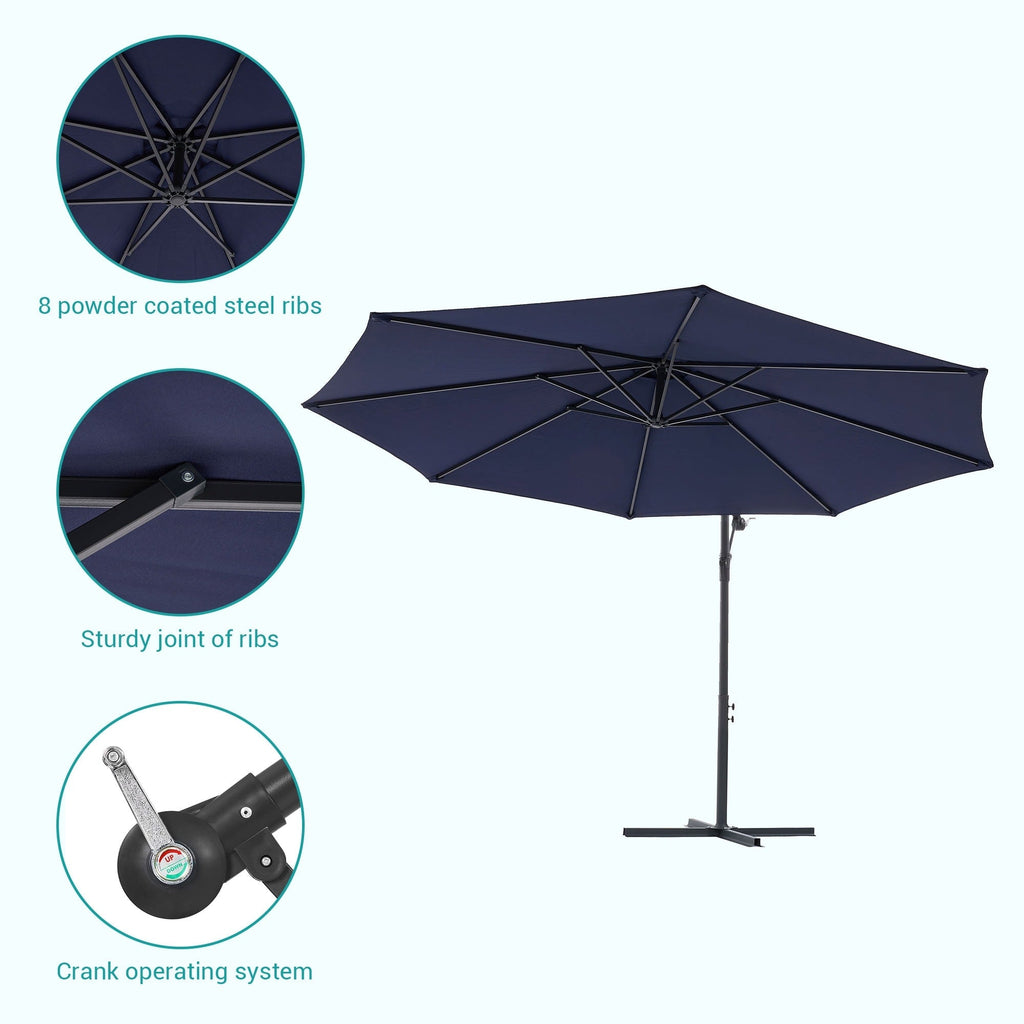 Parasol de patio décalé BONOSUKI de 10 pieds, parasol suspendu d'extérieur