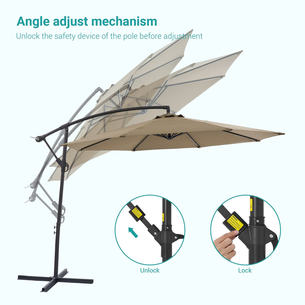 Parasol de patio décalé BONOSUKI de 10 pieds, parasol suspendu d'extérieur
