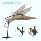 Parasol de patio décalé BONOSUKI de 10 pieds, parasol suspendu d'extérieur