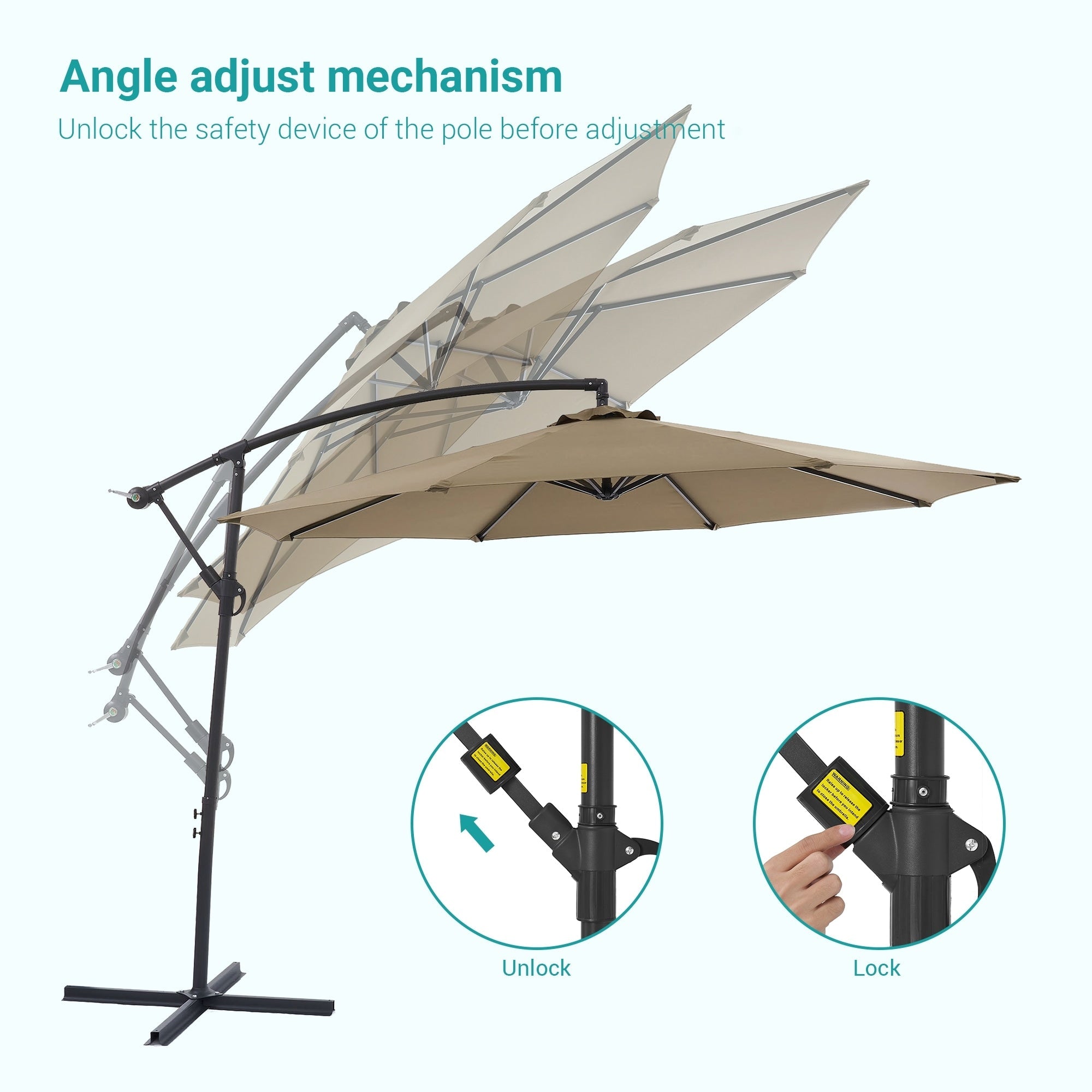 Parasol de patio décalé BONOSUKI de 10 pieds, parasol suspendu d'extérieur