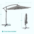 Parasol de patio décalé BONOSUKI de 10 pieds, parasol suspendu d'extérieur