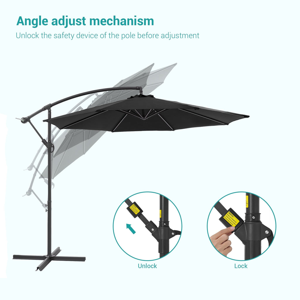 Parasol de patio décalé BONOSUKI de 10 pieds, parasol suspendu d'extérieur