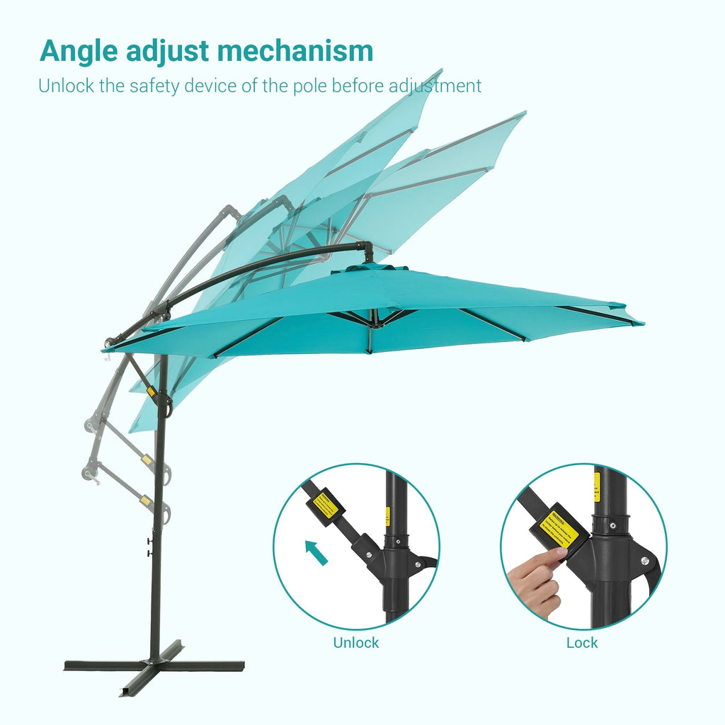 Parasol de patio décalé BONOSUKI de 10 pieds, parasol suspendu d'extérieur