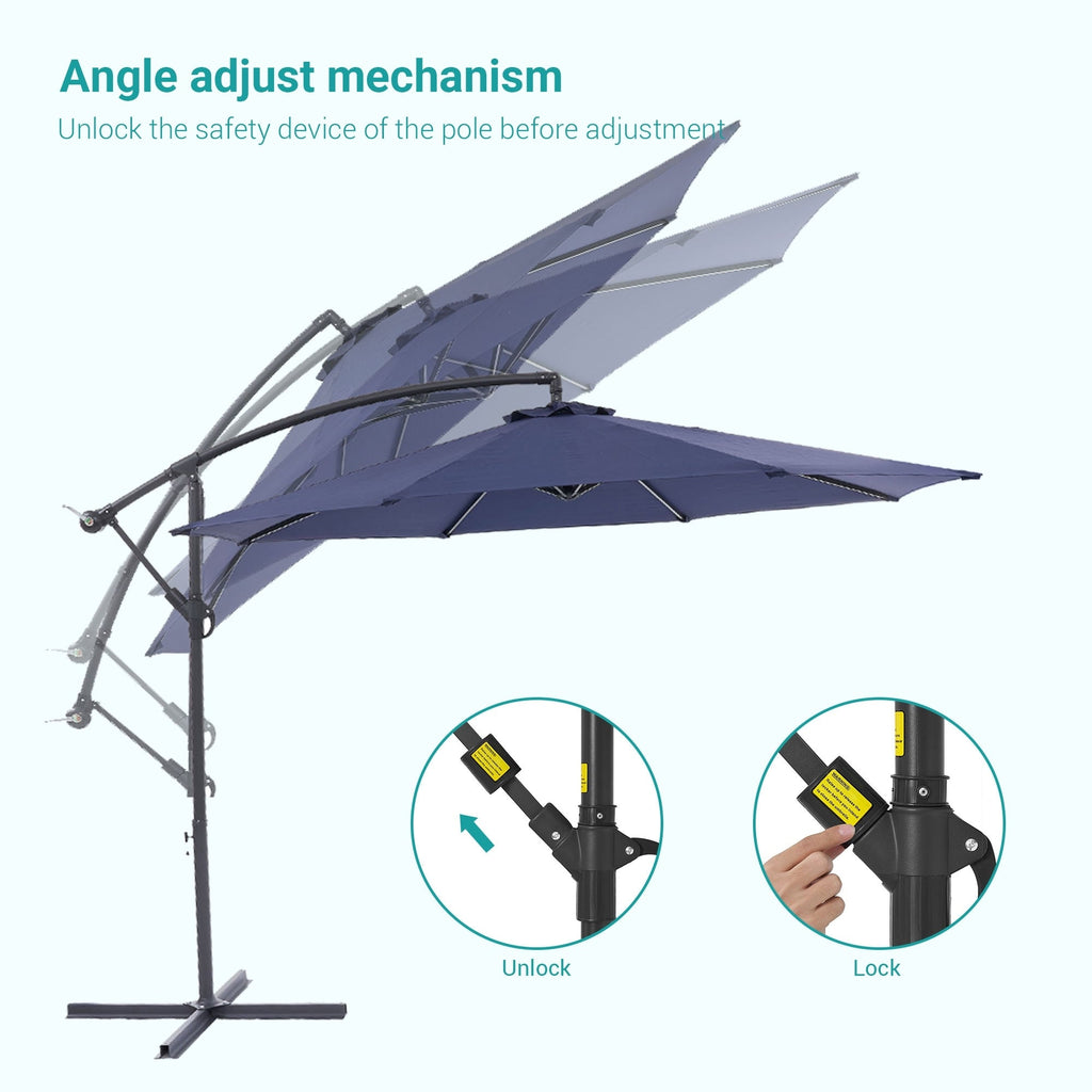 Parasol de patio décalé BONOSUKI de 10 pieds, parasol suspendu d'extérieur
