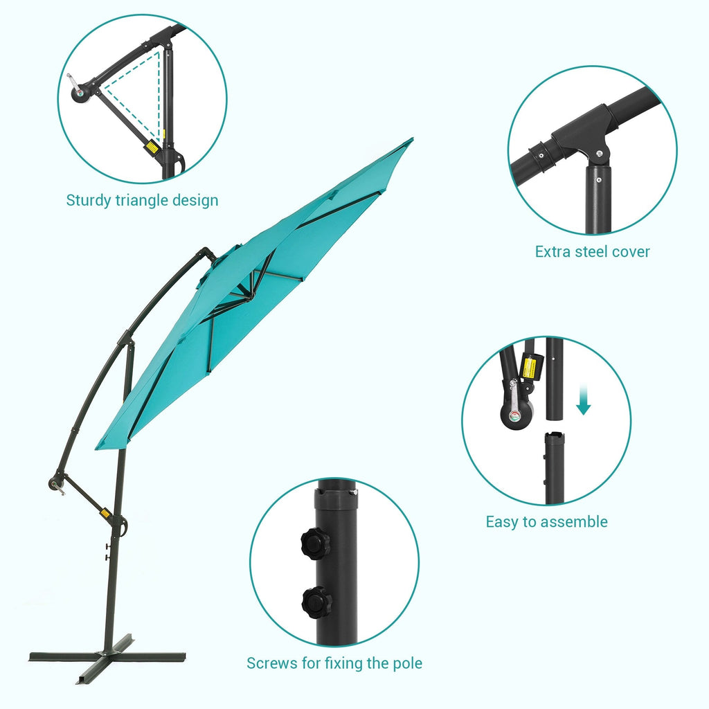 Parasol de patio décalé BONOSUKI de 10 pieds, parasol suspendu d'extérieur