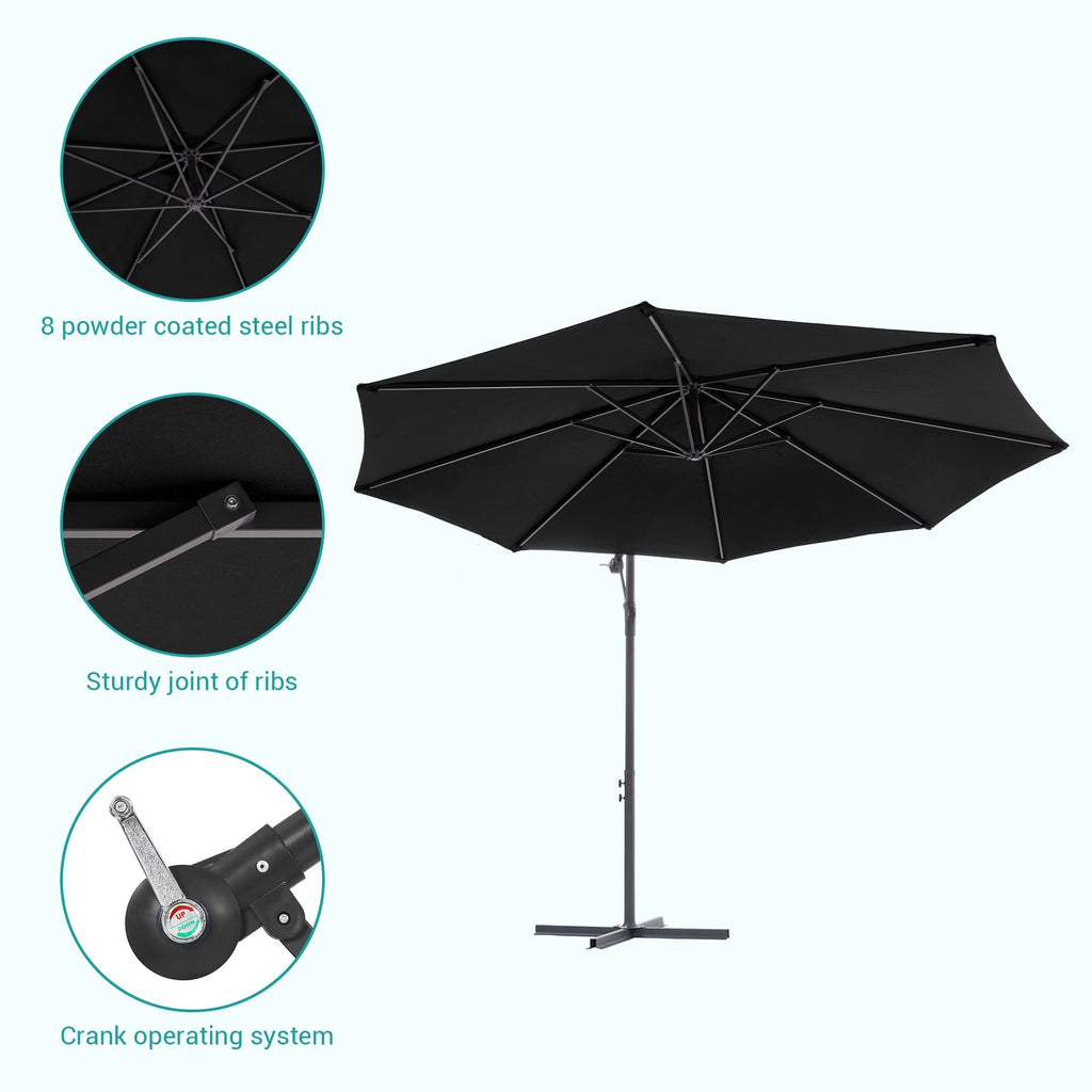 Parasol de patio décalé BONOSUKI de 10 pieds, parasol suspendu d'extérieur