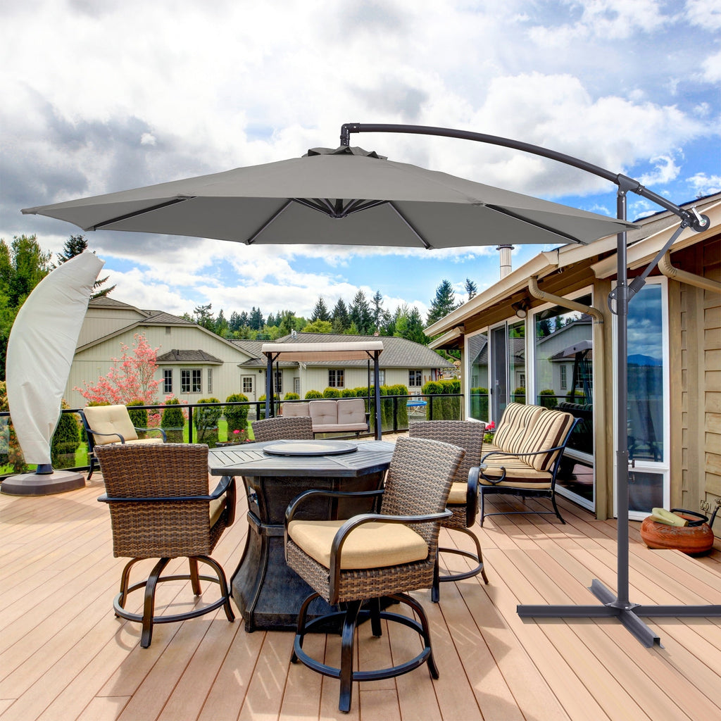 Parasol de patio décalé BONOSUKI de 10 pieds, parasol suspendu d'extérieur
