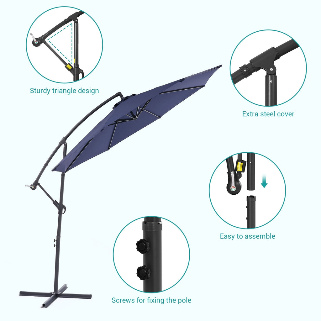 Parasol de patio décalé BONOSUKI de 10 pieds, parasol suspendu d'extérieur