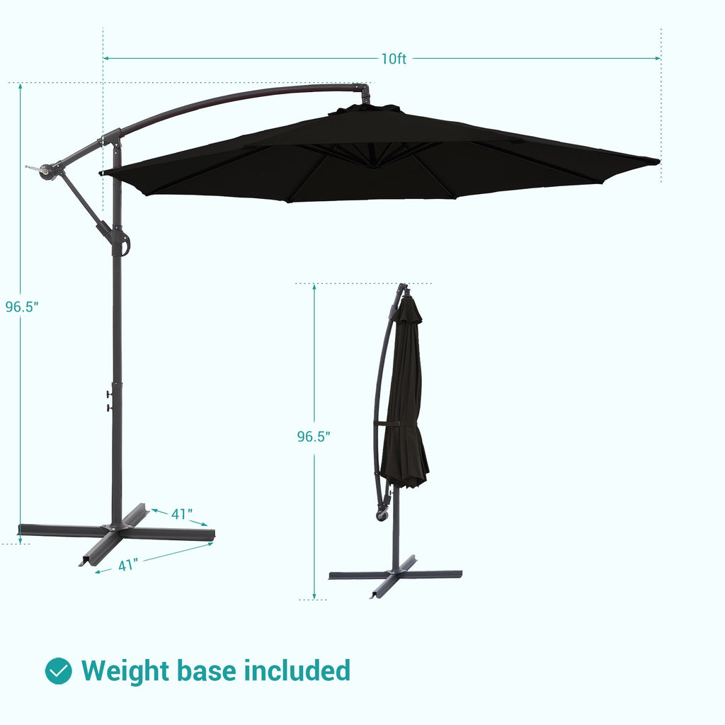 Parasol de patio décalé BONOSUKI de 10 pieds, parasol suspendu d'extérieur