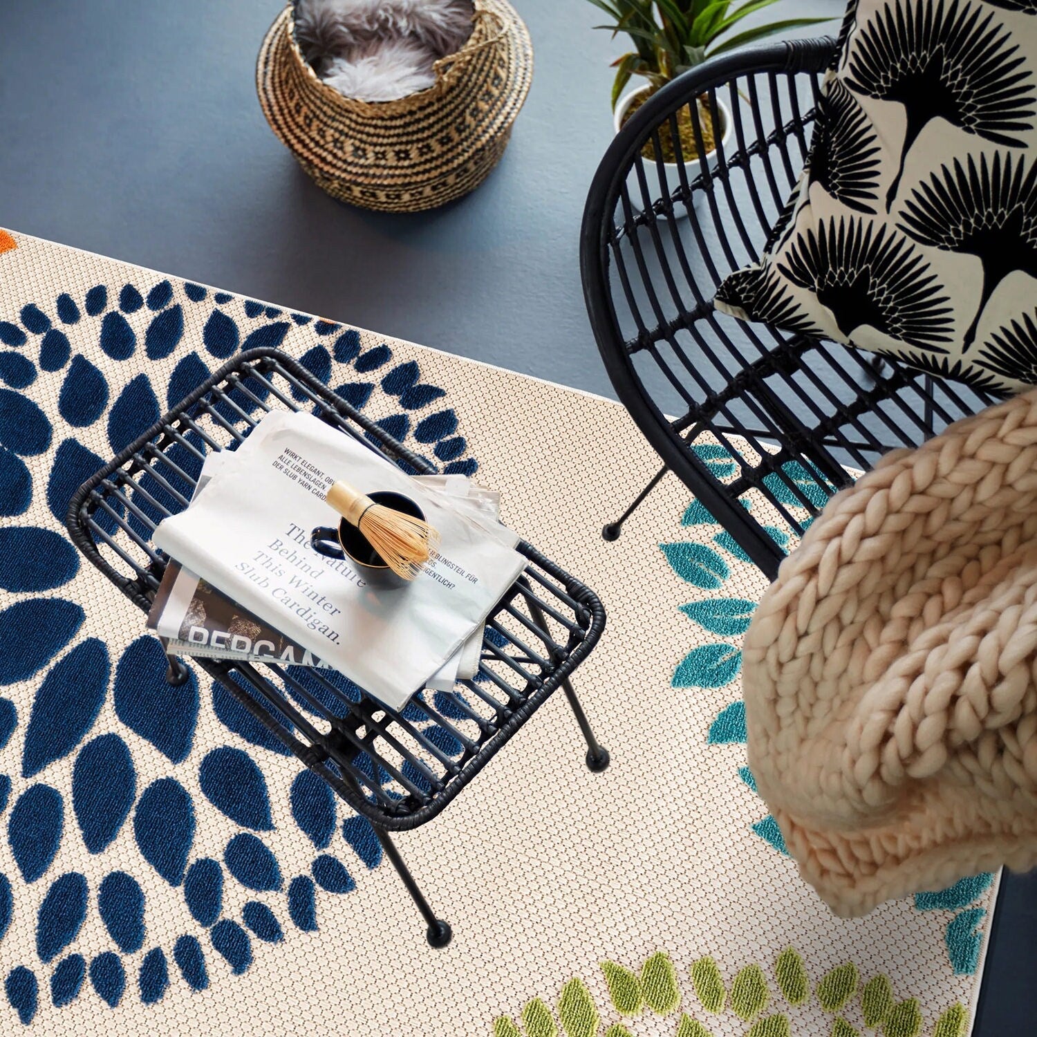 Tapis d'intérieur/extérieur Brescia à motifs floraux modernes