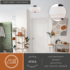 Plafonnier moderne du milieu du siècle de Burnaby avec abat-jour tambour en lin blanc