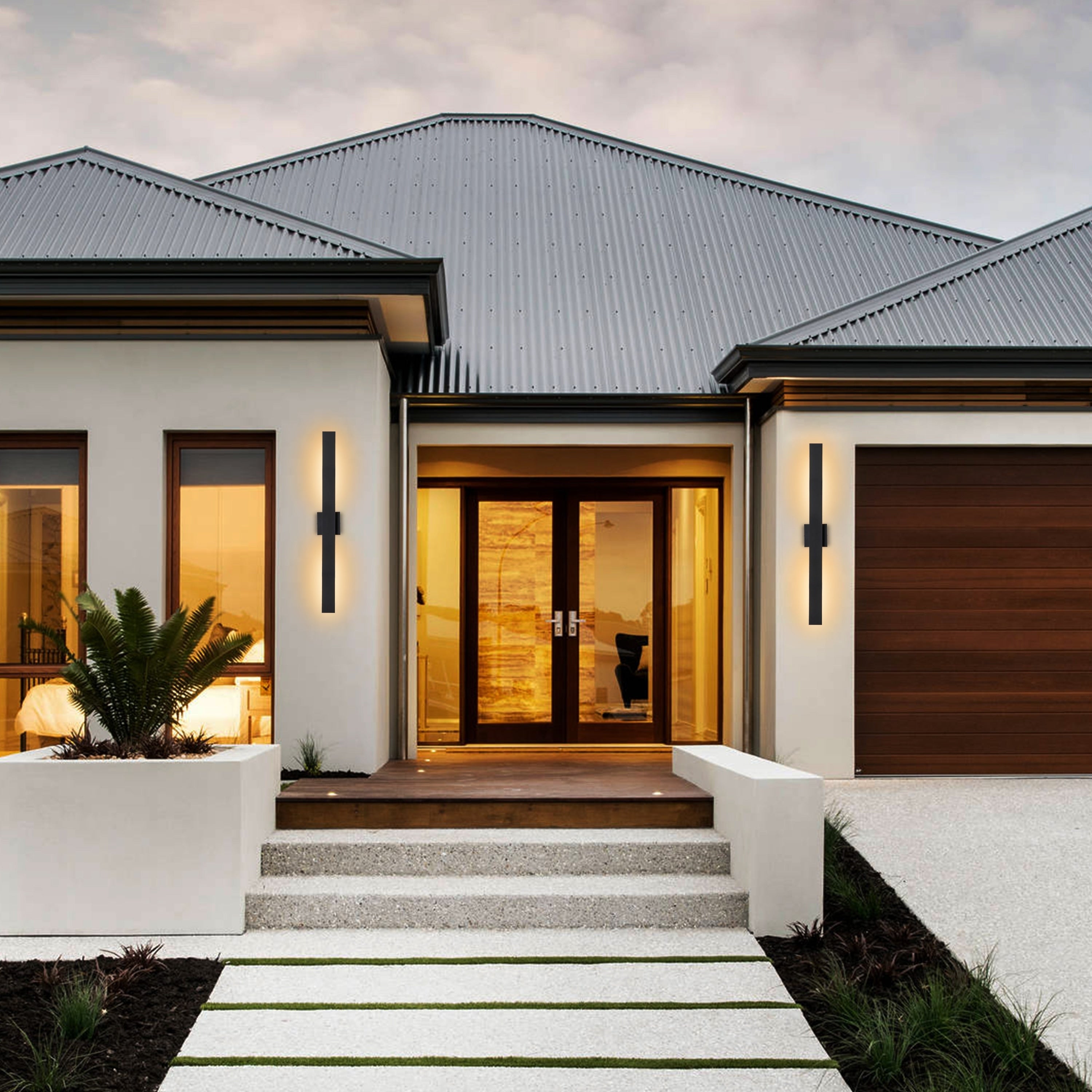 Applique murale extérieure LED en aluminium noir mat à 2 lumières C Cattleya