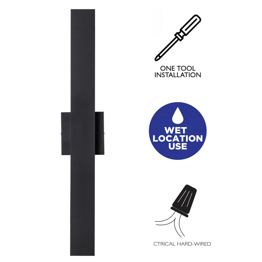 Applique murale extérieure LED en aluminium noir mat à 2 lumières C Cattleya