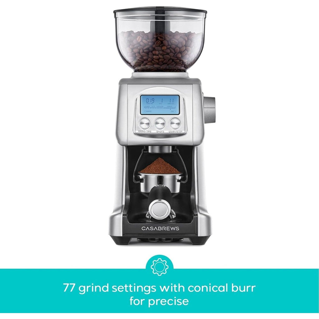 Moulin à café électrique CASABREWS Tornado à meules coniques argentées - N/A