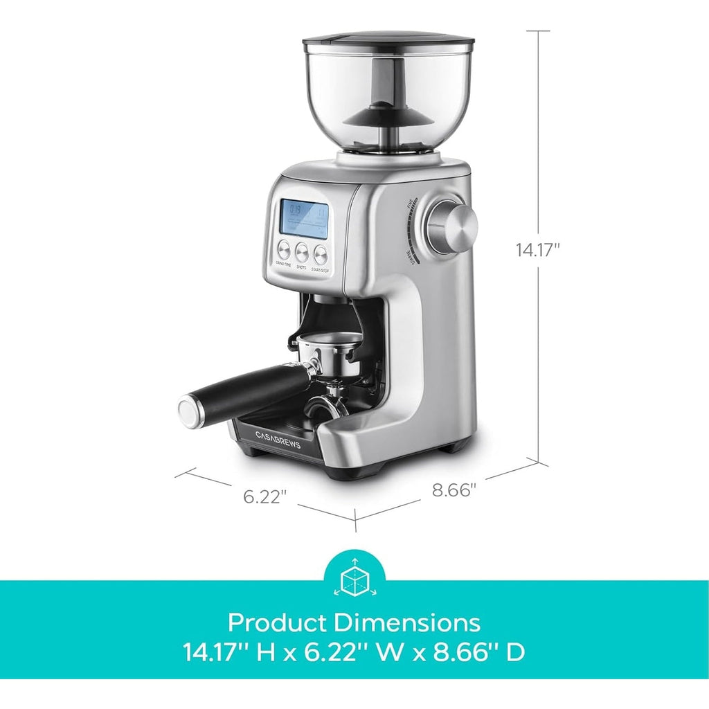 Moulin à café électrique CASABREWS Tornado à meules coniques argentées - N/A