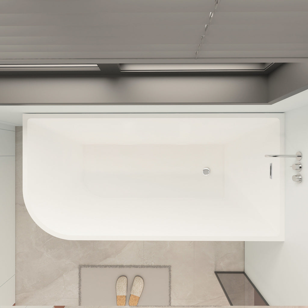 Baignoires autoportantes en acrylique CB HOME 59''/67'', baignoires simples contre le mur, trop-plein gauche/droite