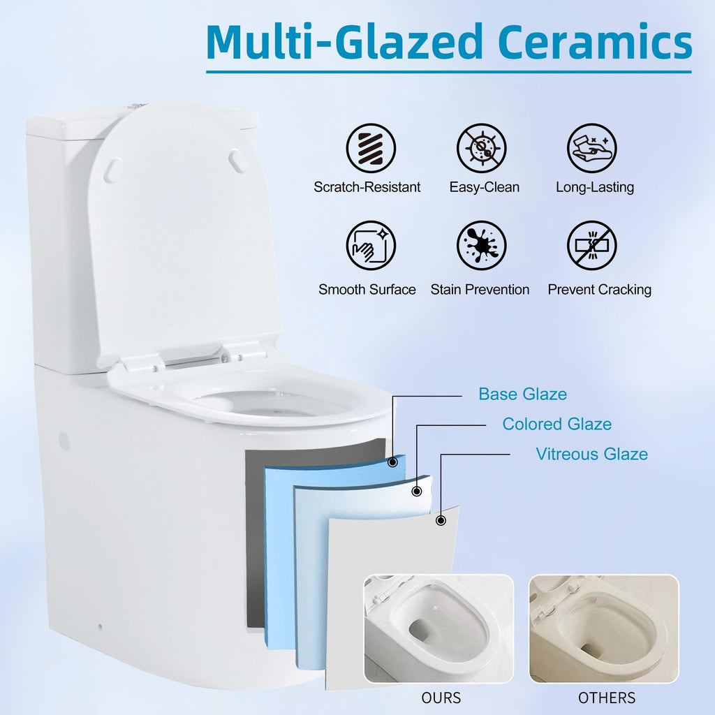 Toilette compacte monobloc CB HOME 24 po, siphon moderne à double chasse, siège à fermeture douce, hauteur confortable 16,5 po