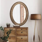 Miroir mural ovale de 81 cm avec cadre en bois Cameo, miroir mural de salle de bain - 81,9 cm H x 61 cm L x 3,2 cm P