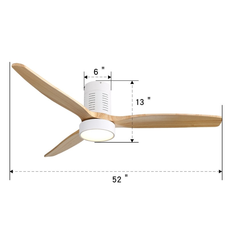 Ventilateur de plafond encastré de style campagnard de 52 pouces avec éclairage et télécommande, moteur CC réversible