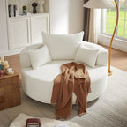 Fauteuil d'appoint en chenille, fauteuil rond avec base pivotante à 360 degrés et 3 coussins amovibles