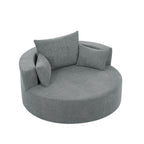 Fauteuil d'appoint en chenille, fauteuil rond avec base pivotante à 360 degrés et 3 coussins amovibles