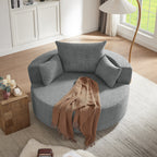 Fauteuil d'appoint en chenille, fauteuil rond avec base pivotante à 360 degrés et 3 coussins amovibles