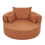 Fauteuil d'appoint en chenille, fauteuil rond avec base pivotante à 360 degrés et 3 coussins amovibles