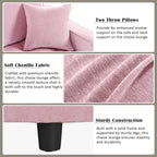 Canapé-lit en chenille, canapé-lit rembourré avec dossier capitonné et 2 coussins amovibles pour le salon