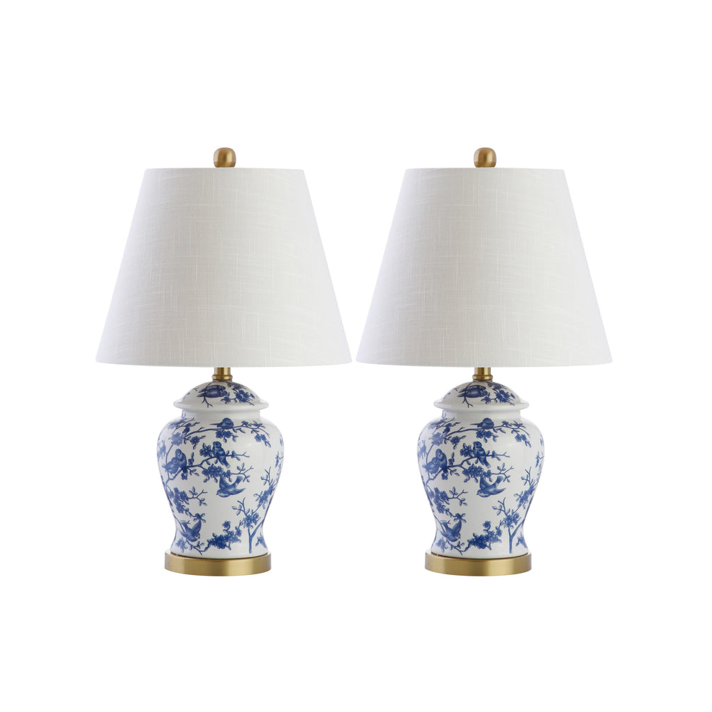 Lampe de table Choi 22 Chinoiserie, bleu/blanc (lot de 2) par JONATHAN Y