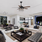 Lustre/ventilateur de plafond à 4 lumières en chrome/cristal avec télécommande