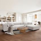 Canapé modulaire Cloud 144 avec pouf - Canapé de salon en tissu chenille moelleux