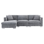 Canapé sectionnel Cloud, ensemble de canapés de luxe en forme de L avec 2 oreillers gratuits, mobilier d'intérieur 4 places en chenille avec méridienne surdimensionnée