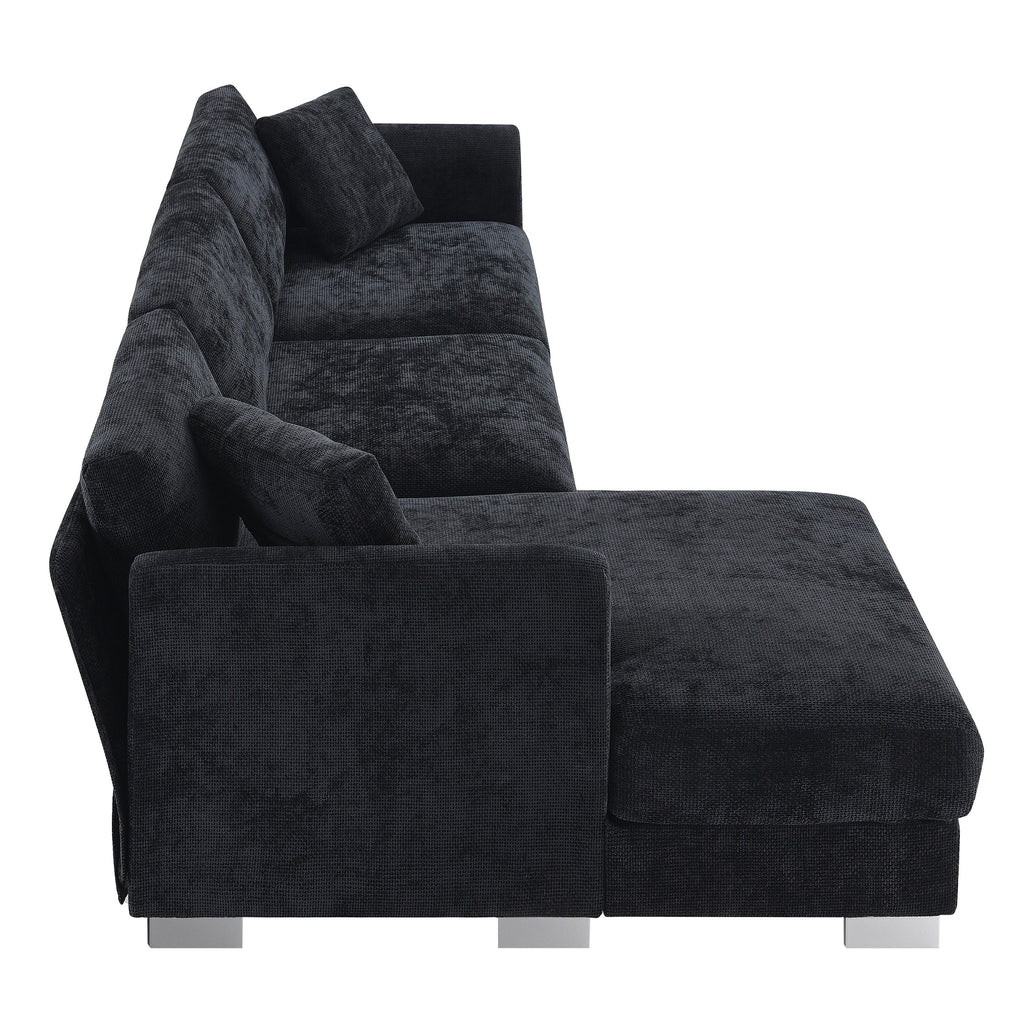 Canapé sectionnel Cloud, ensemble de canapés de luxe en forme de L avec 2 oreillers gratuits, mobilier d'intérieur 4 places en chenille avec méridienne surdimensionnée