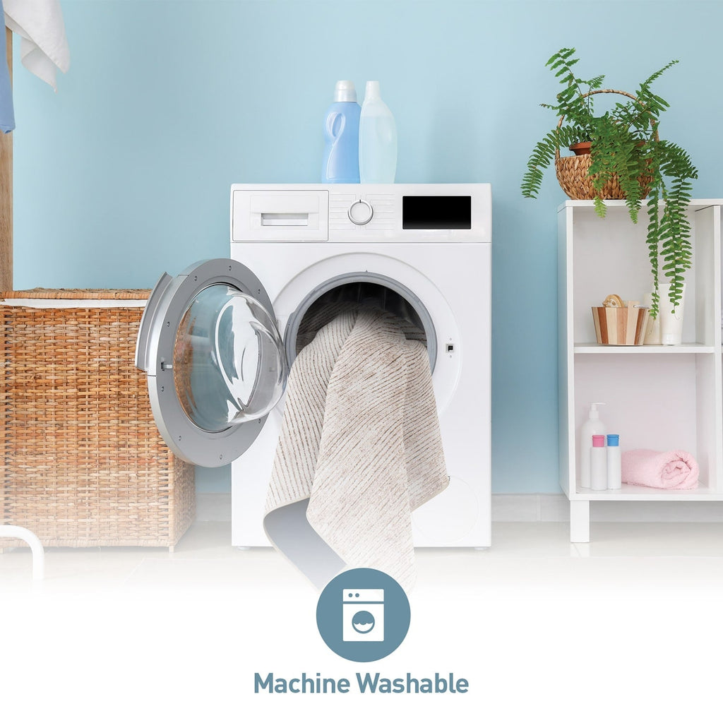 Tapis contemporain à rayures usées lavable en machine