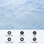 Tapis contemporain à rayures usées lavable en machine