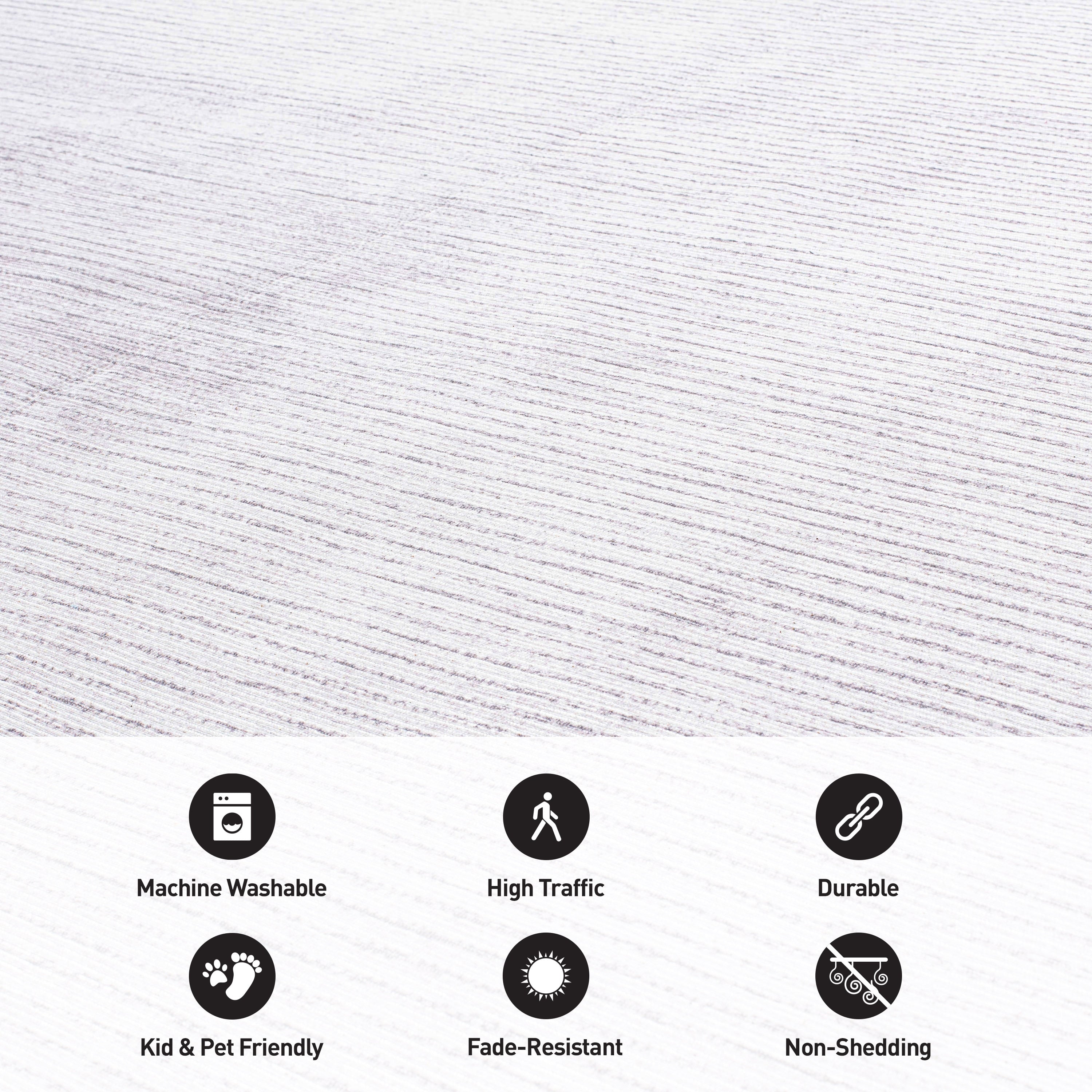 Tapis contemporain à rayures usées lavable en machine