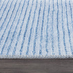 Tapis contemporain à rayures usées lavable en machine