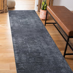 Tapis contemporain à rayures usées lavable en machine