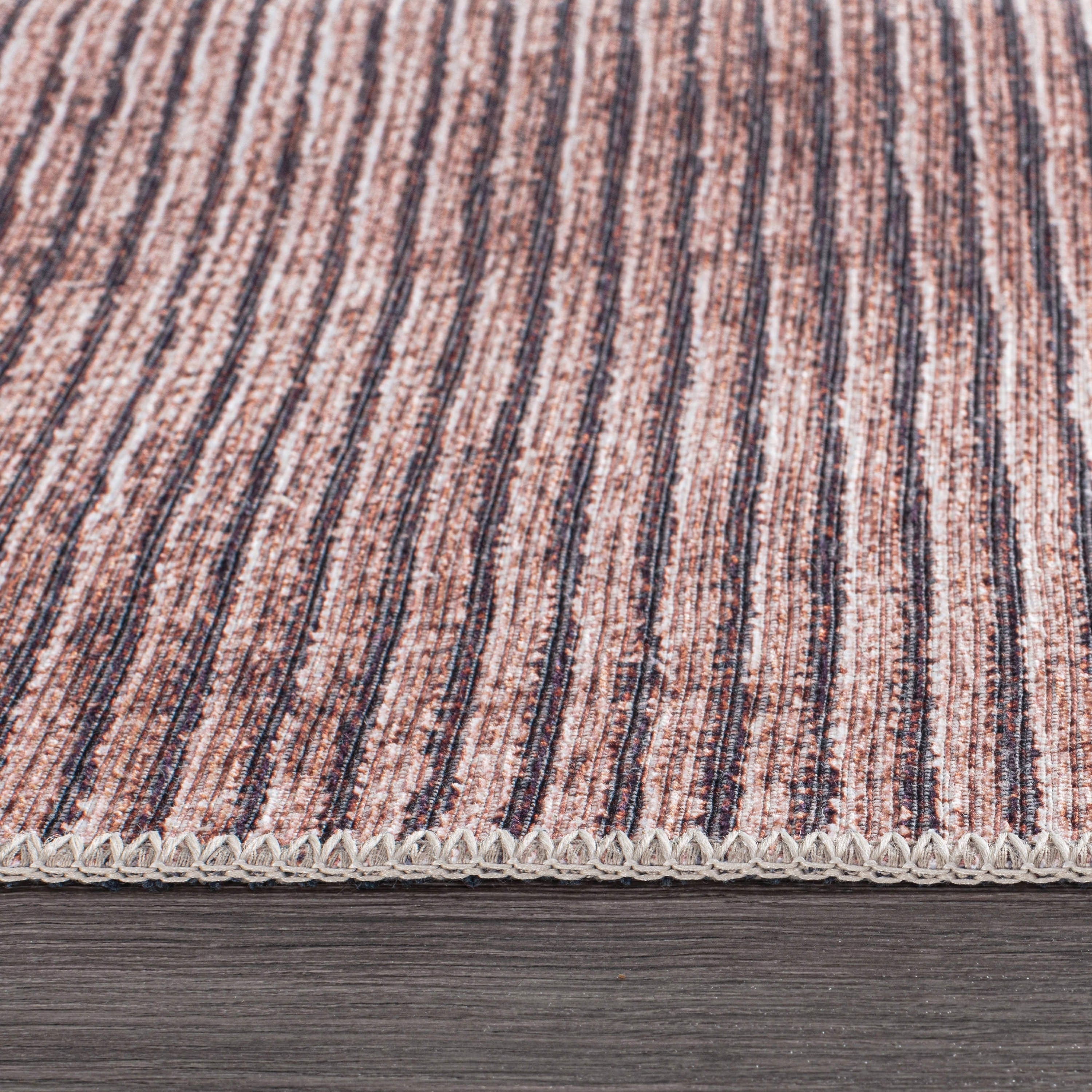 Tapis contemporain à rayures usées lavable en machine