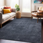 Tapis contemporain à rayures usées lavable en machine