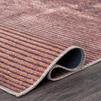 Tapis contemporain à rayures usées lavable en machine