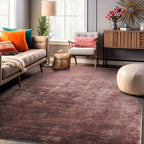 Tapis contemporain à rayures usées lavable en machine