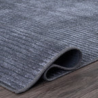 Tapis contemporain à rayures usées lavable en machine