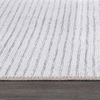 Tapis contemporain à rayures usées lavable en machine