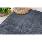 Tapis contemporain à rayures usées lavable en machine