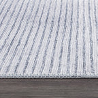 Tapis contemporain à rayures usées lavable en machine
