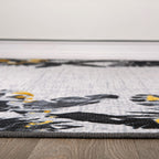 Tapis d'intérieur/extérieur à bordure florale contemporaine