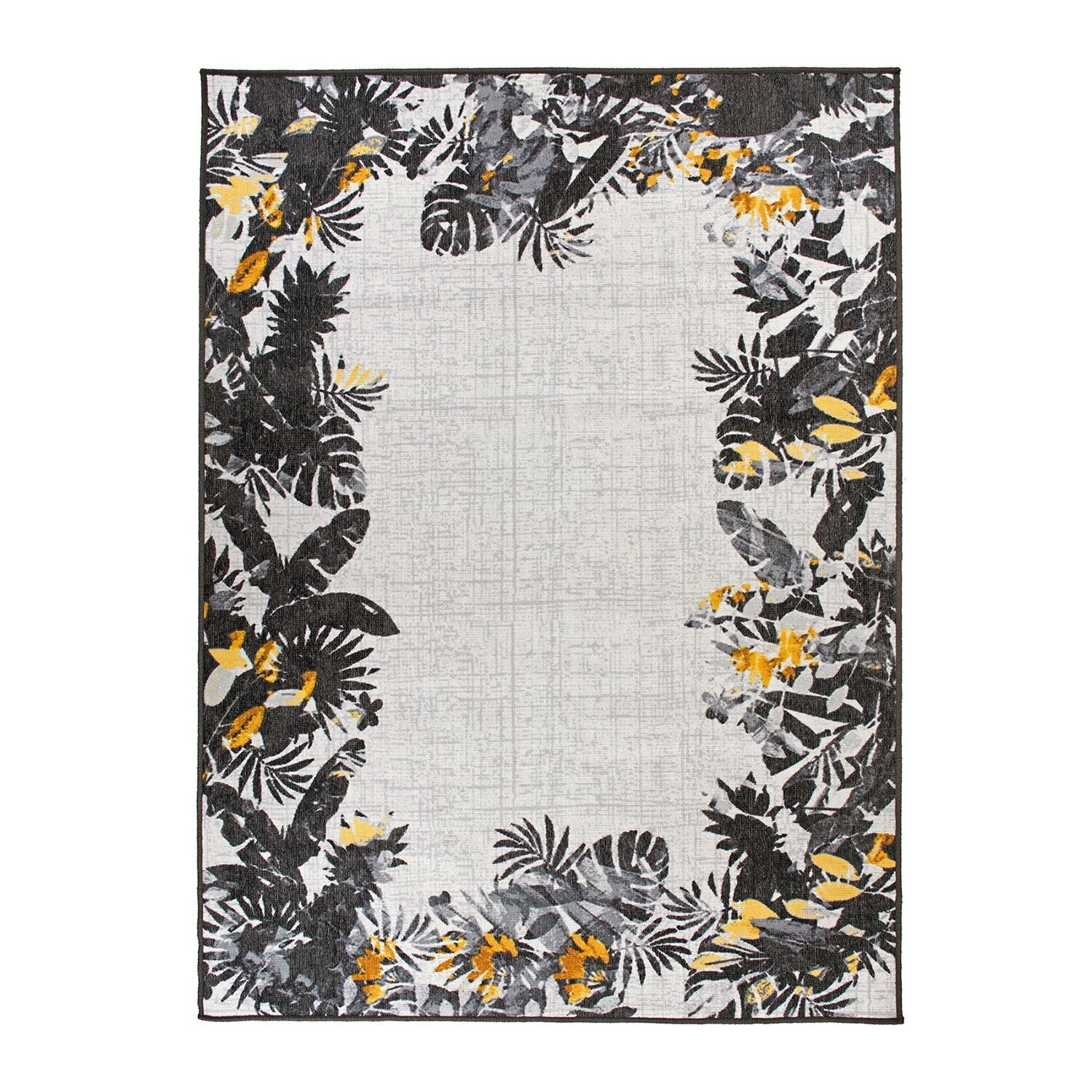 Tapis d'intérieur/extérieur à bordure florale contemporaine