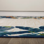 Tapis d'intérieur/extérieur à bordure florale contemporaine